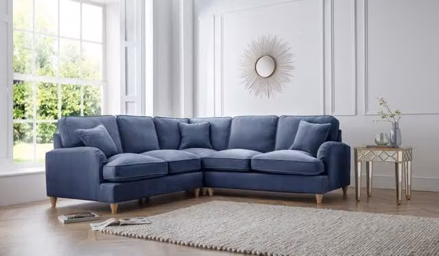 The Great Sofa Company Orla 2 Corner Sofa in Navy Blue Manhattan Ice Fabric