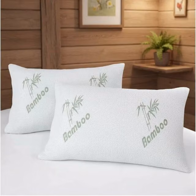 FLAVORA Premium Bamboo Memory Foam Cot Pillow for Babies, White, W/D/H: 40 x 60 x 13 cm