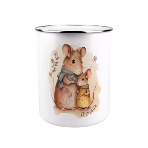 Purely Home Mouse Family Metal Utensil Holder, Multicoloured, W: 18 cm x D: 16.5 cm x H: 16.5 cm