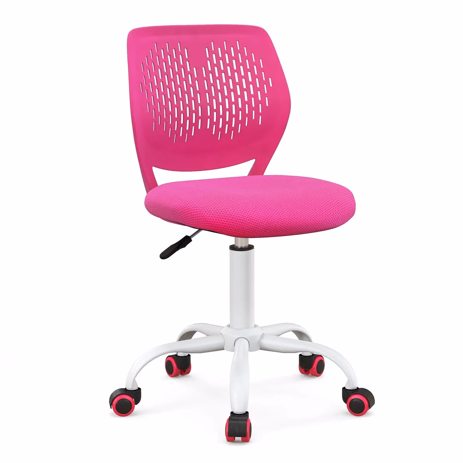 Costway Ergonomic Pink Fabric School Desk Chair with Adjustable Height and Swivel Castors – 2