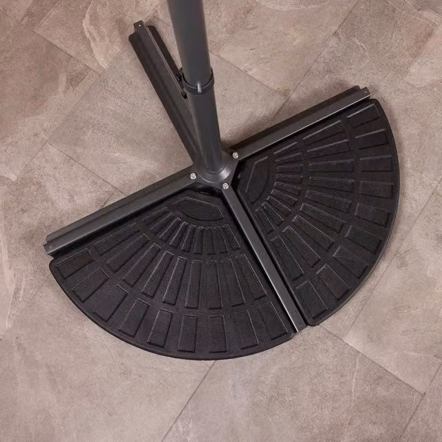 Charles Bentley Black 2-Segment Concrete Parasol Base Weights for Banana Hanging Cantilever Umbrellas