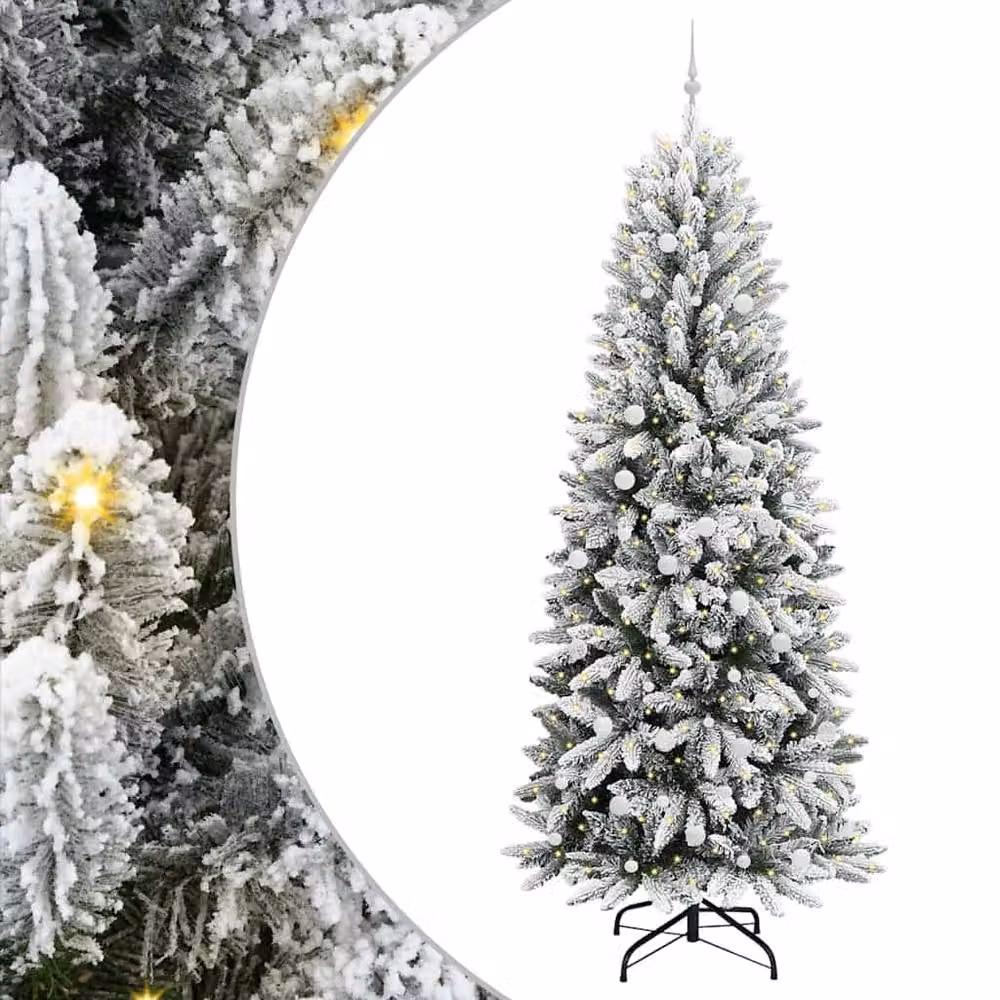 Berkfield Home Green Artificial Christmas Tree with 300 White LEDs, W/D/H: 93 x 93 x 240 cm – 3