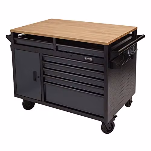 Draper BUNKER 08251 Multi-Functional Workbench Roller Tool Cabinet with 14 Drawers, Grey