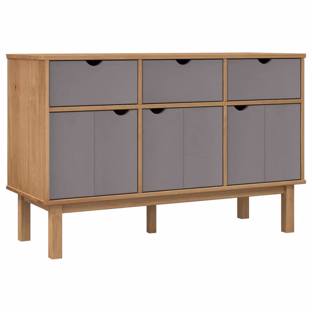 Berkfield Home OTTA Sideboard in Brown and Grey Solid Pine, W/D/H: 114 x 43 x 73.5 cm – 2