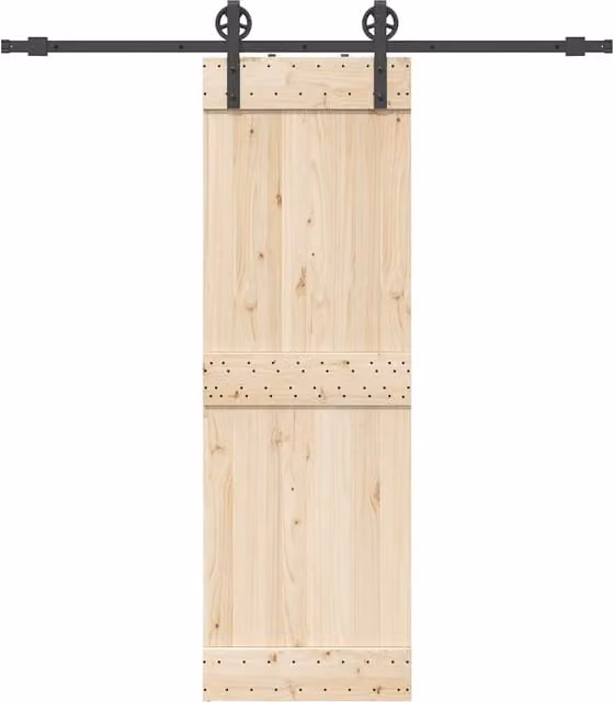 Berkfield Home Matt Black Steel Sliding Door Hardware Kit, 200 cm