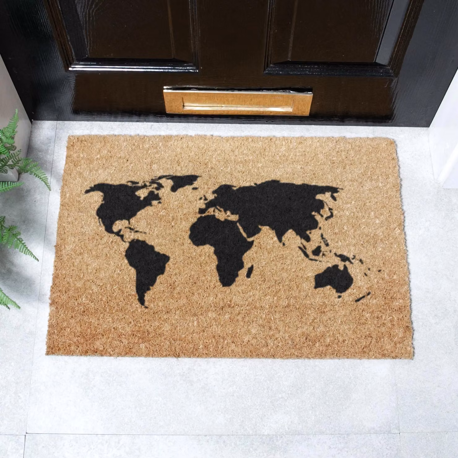 Artsy Mats World Map Doormat in Black and Multicolour, W: 60 cm, D: 40 cm – 2