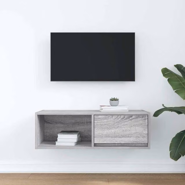 Berkfield Home Grey Sonoma TV Cabinet in Engineered Wood W/D/H: 80 x 31 x 25.5 cm – 1