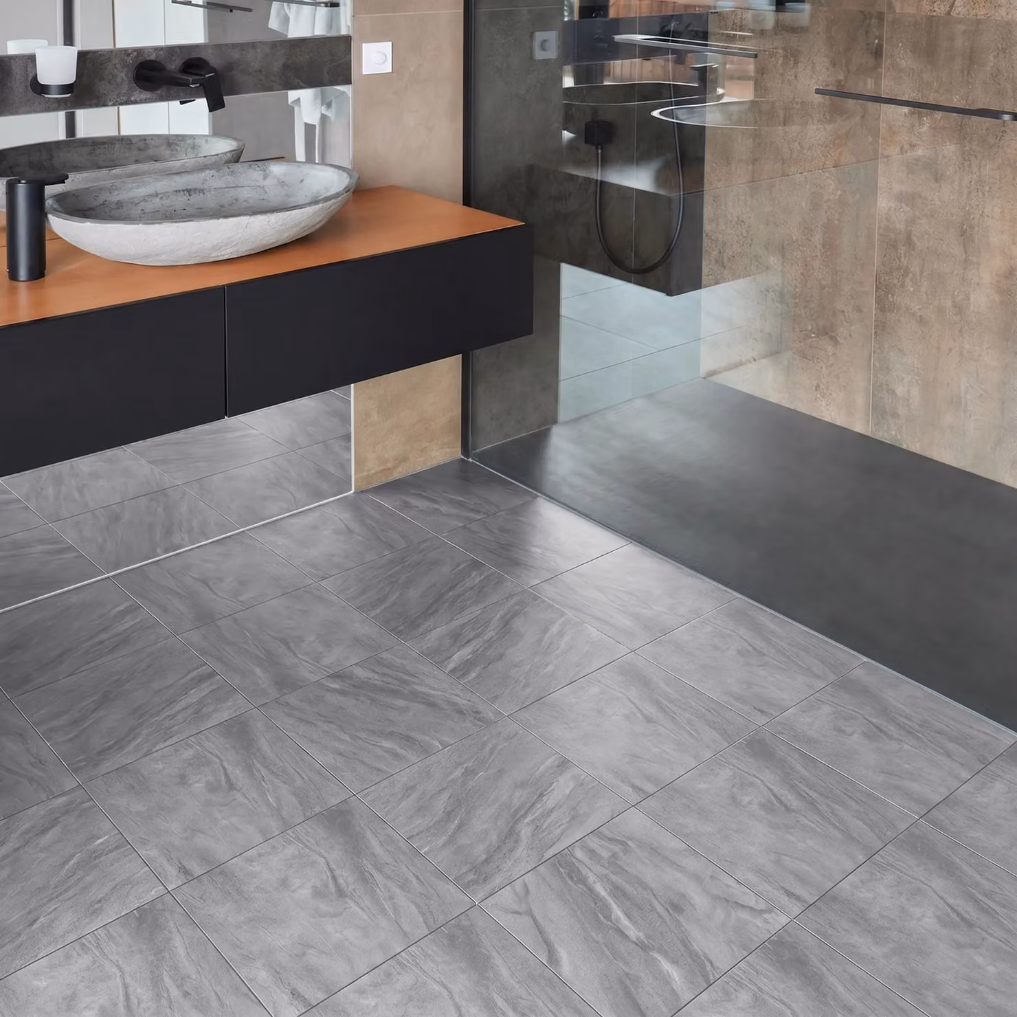 Novecrafto Self Adhesive Stone Look Vinyl Floor Tiles, Mid Grey, Pack of 30, W/D: 30.5 x 30.5 cm – 6