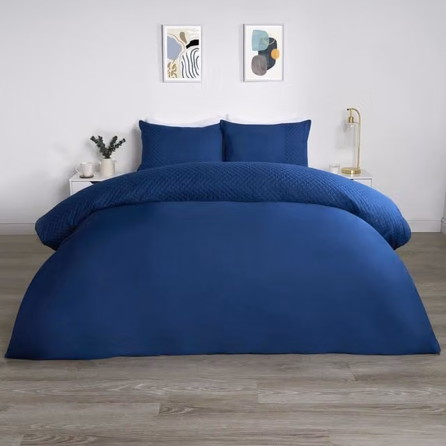 OHS Blue Graphic Modern Duvet Cover and Pillowcase Set, W: 140 cm, L: 200 cm
