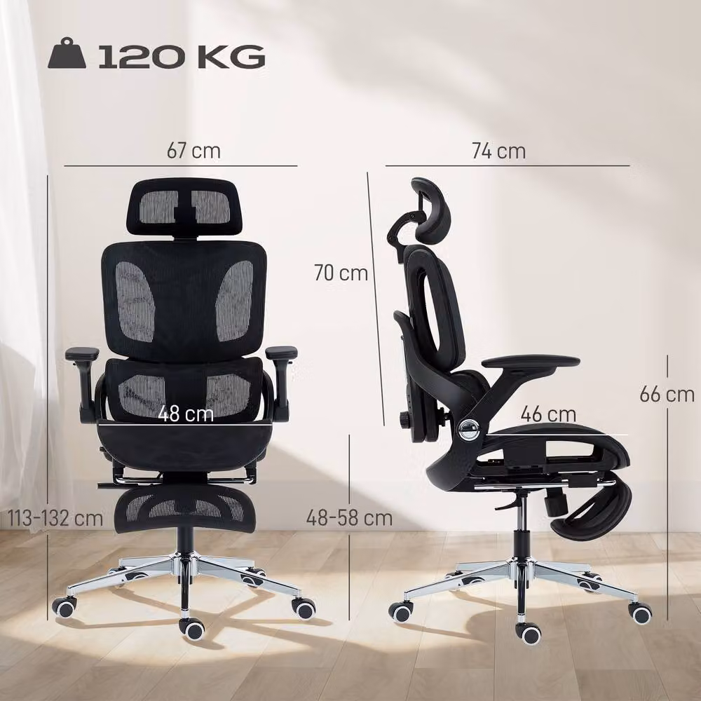 STILVORA Ergonomic Office Chair in Black Fabric with Adjustable Headrest and Seat Depth – 4