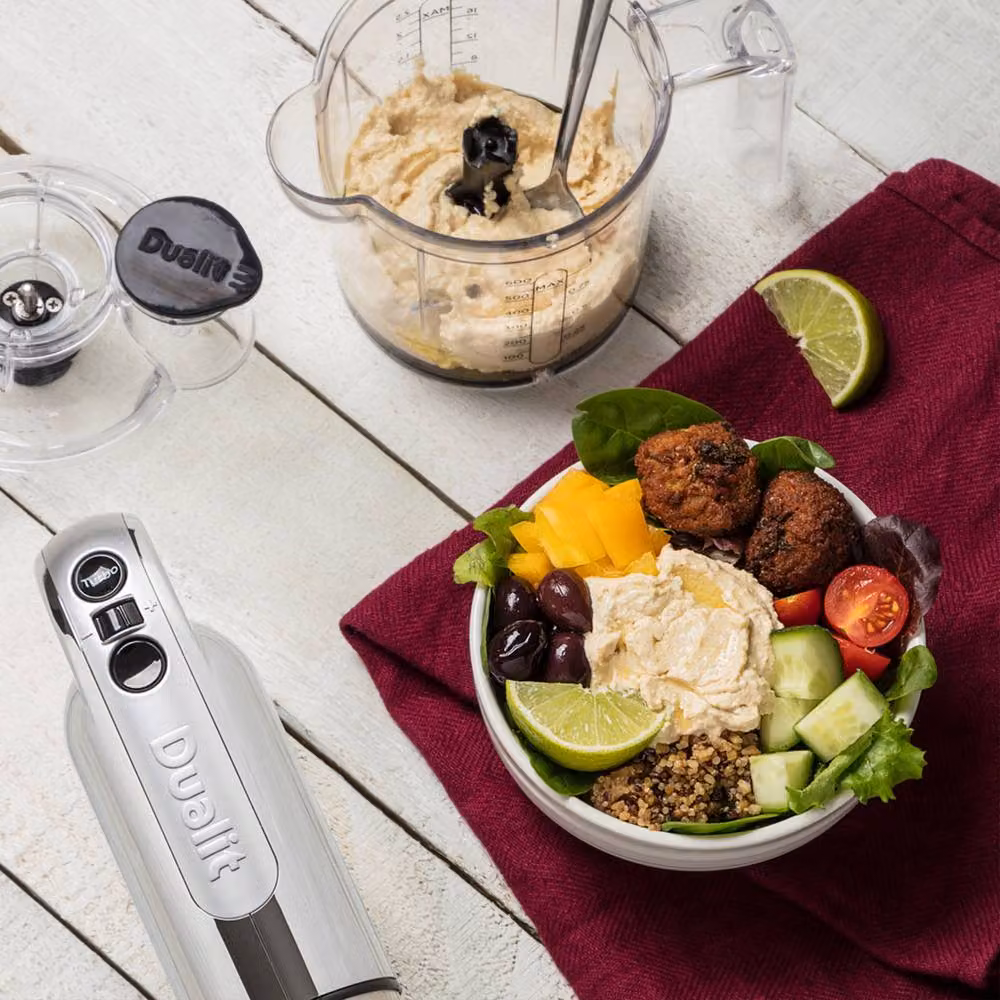 Dualit Immersion Hand Blender with Accessories in Metallic Silver – 5