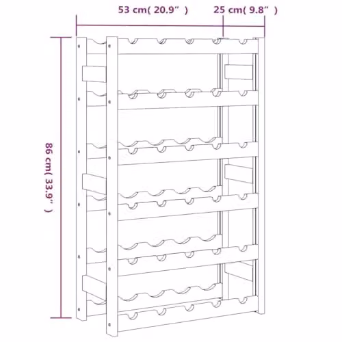 vidaXL Black Solid Pine Wood Wine Rack for 30 Bottles, W/D/H: 86 x 25 x 25 cm – 3