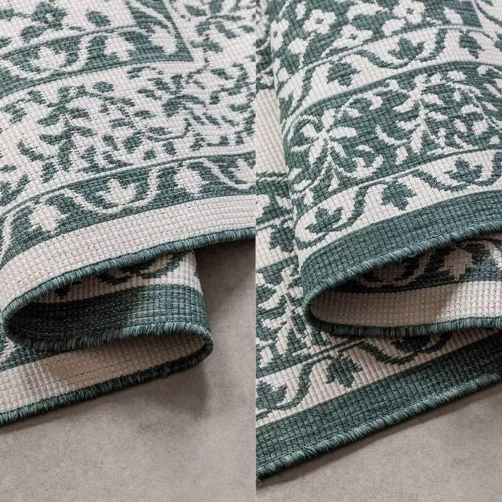 THE RUGS Gemini Reversible Medallion Indoor and Outdoor Polypropylene Rug, Green, W: 120 cm, L: 170 cm – 2
