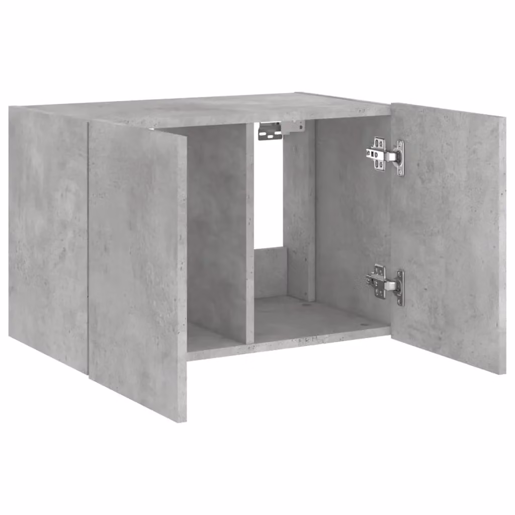 Berkfield Home Modern Wall Mounted TV Cabinet with Integrated LED Lights in Matt Concrete Grey, W/D/H: 60 x 35 x 41 cm – 3