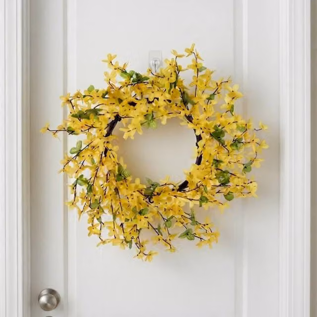 Garden Greatness Forsythia Decorative Autumn Door Wreath in Yellow and Multicolour, Diameter: 38 cm