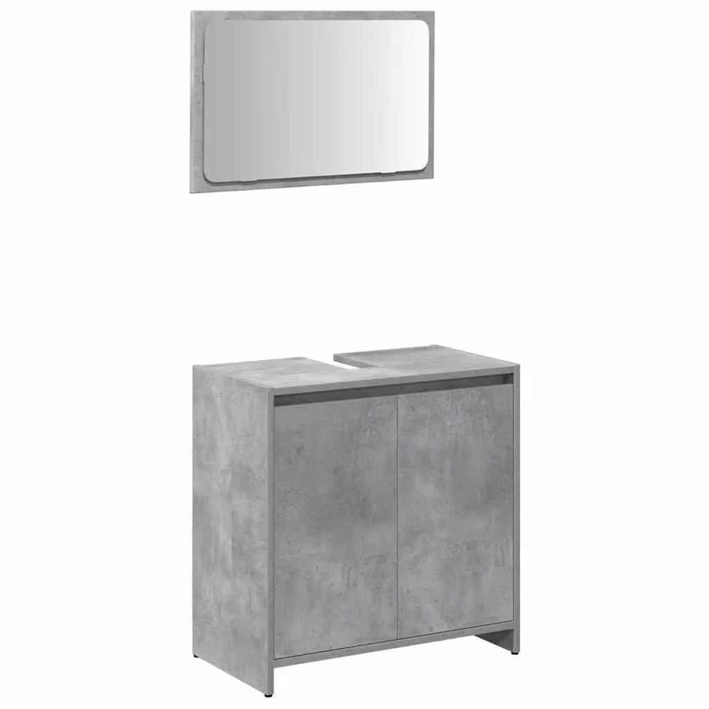 Berkfield Home 3 Piece Modern Bathroom Furniture Set in Matt Concrete Grey – 2