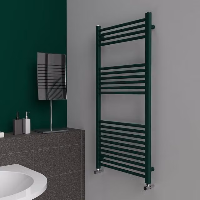 Lux Heat Coloured Steel Towel Radiator in Green, W/H: 60.0 x 120.0 cm
