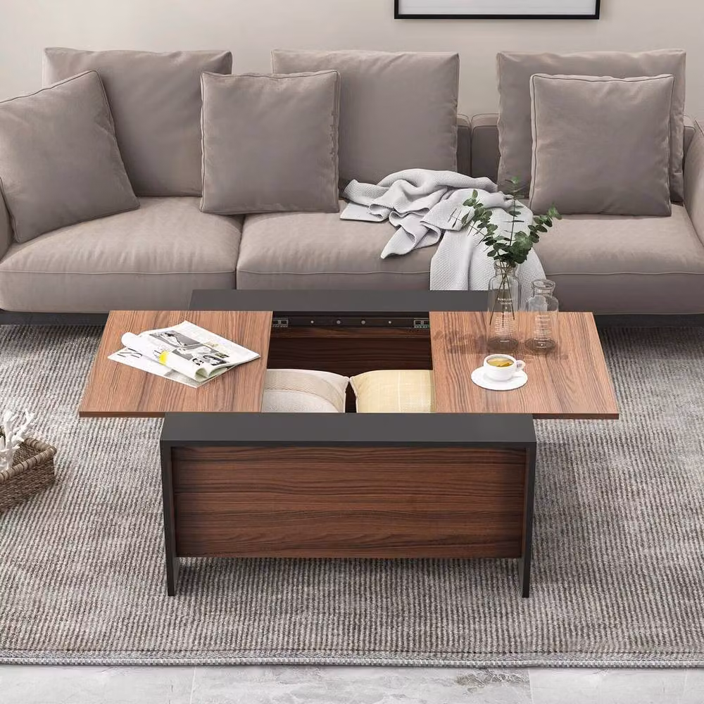 VOGREX Brown Extendable Square Coffee Table with Sliding Top – 4