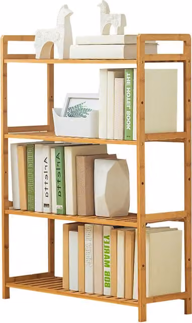 Kidkid Minimalist Bamboo Bookcase and Display Shelf in Brown, H: 68 cm, W: 100 cm