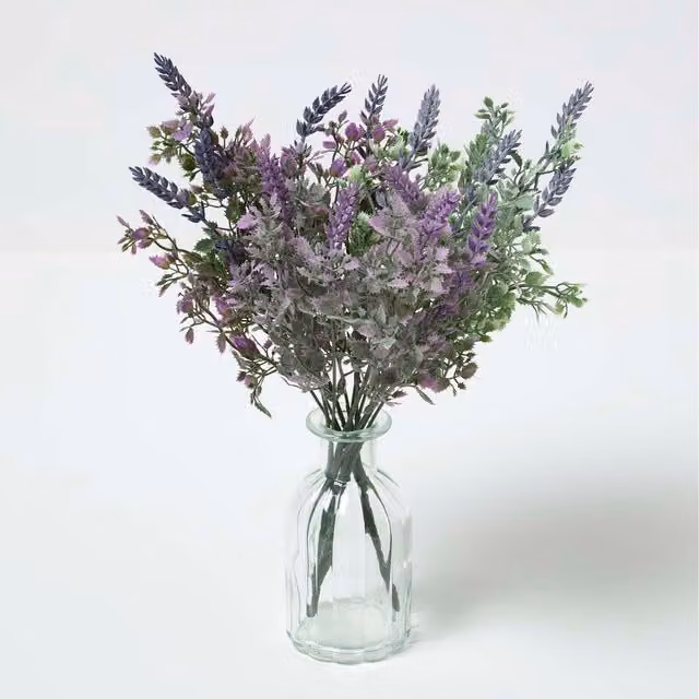 Homescapes Set of 3 Purple Lavender Spray Single Stems Textile Tabletop Decoration