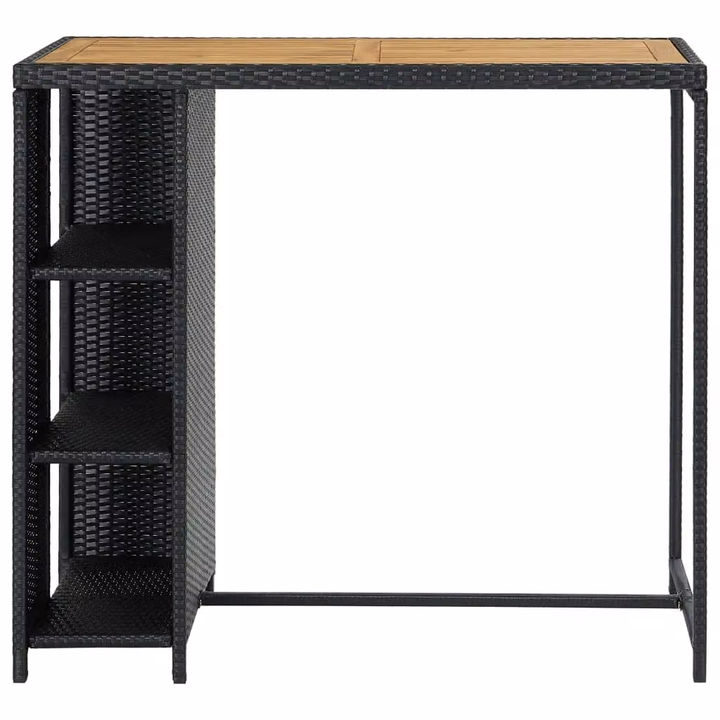 Berkfield Home Bar Table with Storage Rack in Black Poly Rattan, W/D/H: 120 x 60 x 110 cm – 2