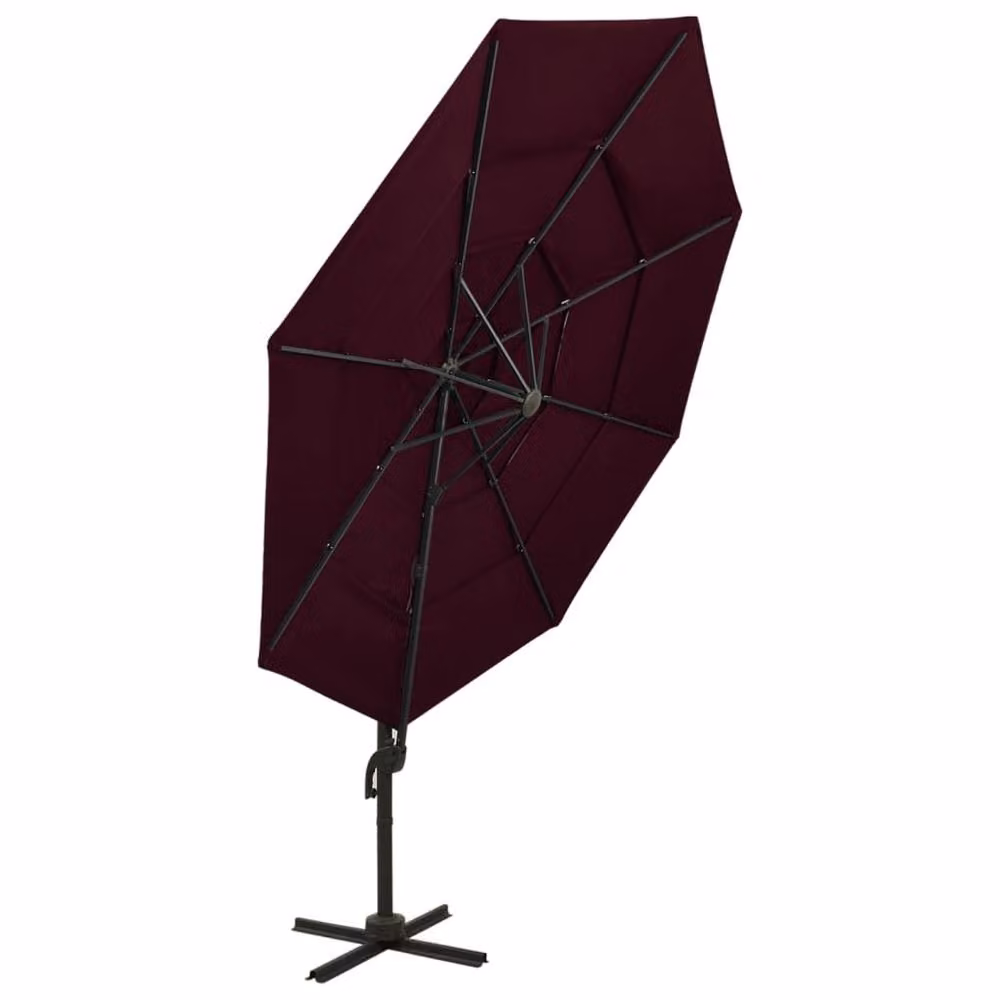 Berkfield Home 4-Tier Parasol with Aluminium Pole in Bordeaux Red, W/D/H: 300 x 300 x 247 cm – 2