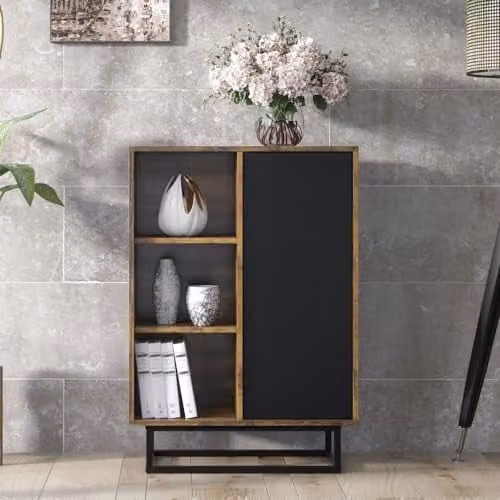 Creative Furniture Industrial Retro Sideboard in Black and Multicolour, W: 100 cm