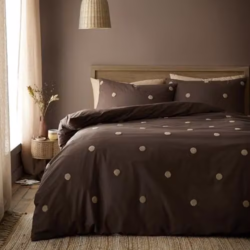 Appletree Dot Garden Chocolate Cotton Duvet Cover Set, W/D/H: 140 x 200 cm – 1