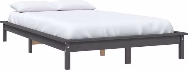 Berkfield Home Beautiful Solid Wood Pine Bed Frame in Grey, W/D/H: 140 x 190 cm