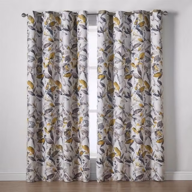 Alan Symonds Giverny Floral Eyelet Curtains, Yellow, W: 168 cm, H: 183 cm