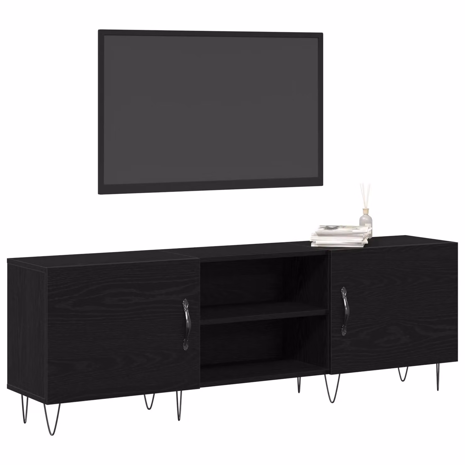 Berkfield Home Modern Black Oak TV Cabinet, W: 150 cm, D: 30 cm, H: 50 cm – 3