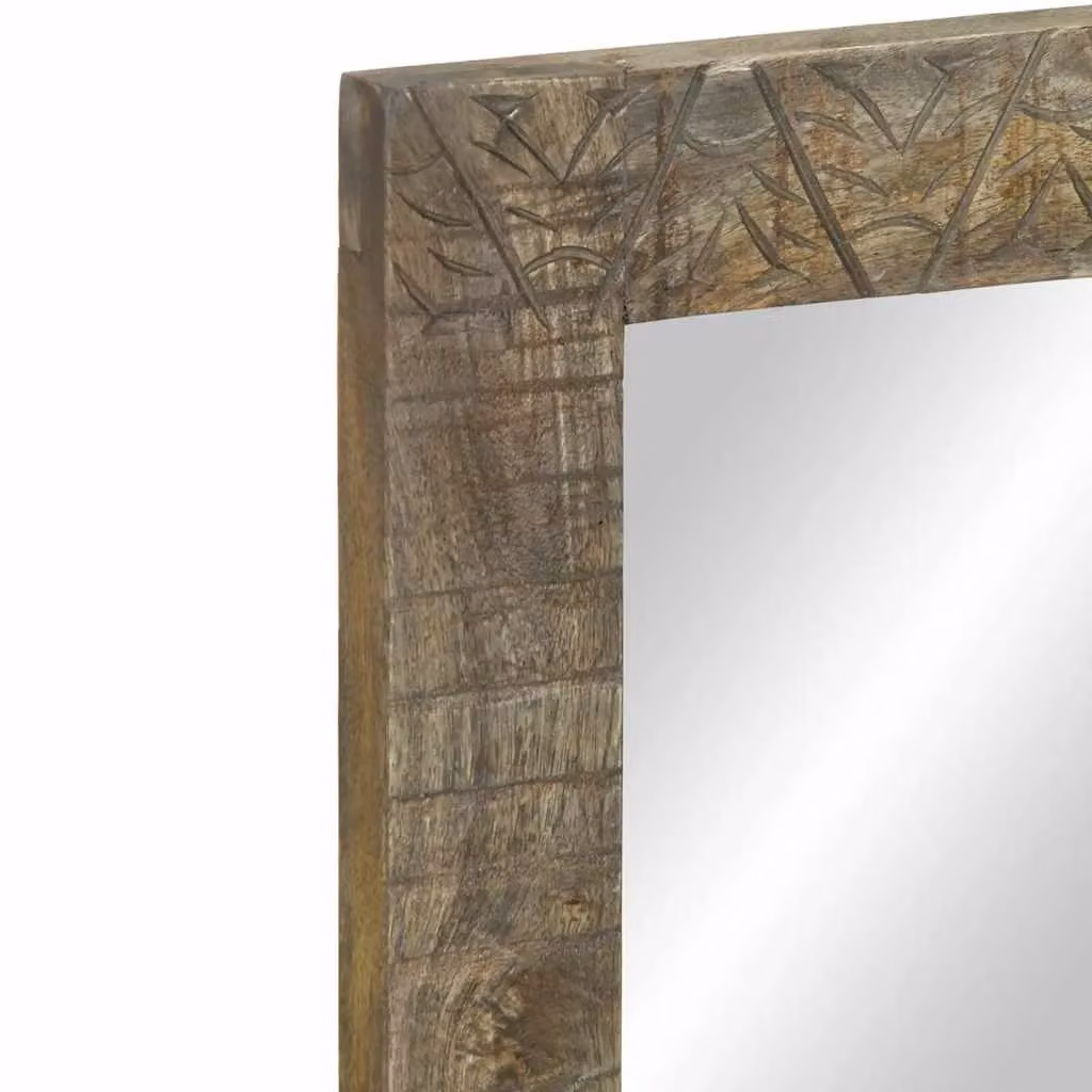 Berkfield Home Rectangular Bathroom Wall Mirror in Brown Solid Mango Wood, W: 50 cm, D: 2.5 cm, H: 70 cm – 4