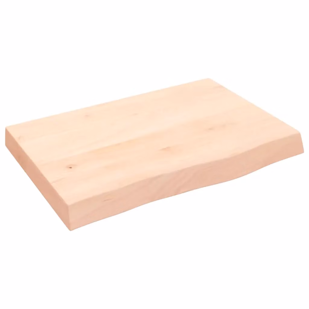 Berkfield Home Brown Untreated Solid Wood Bathroom Countertop W: 60 cm, D: 40 cm, H: 2-6 cm