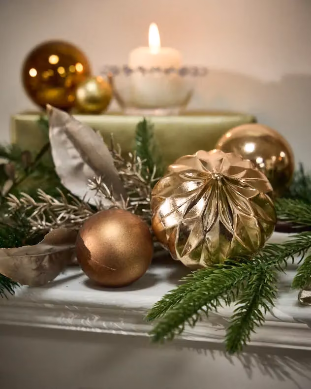 Dibor Metallic Magic Bauble Christmas Table Decoration Garland, 1.8m, in Copper, Gold, Green and Silver – 3