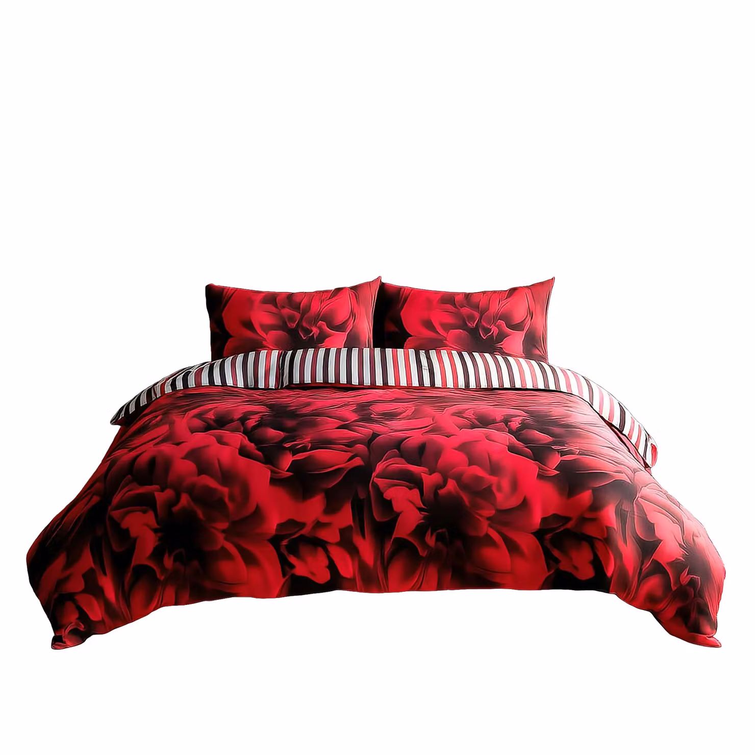 Home Sweet Home UK Reversible Red Striped Polycotton Duvet Cover and Pillowcase Set, W/D/H: 220 x 220 x 200 cm – 2