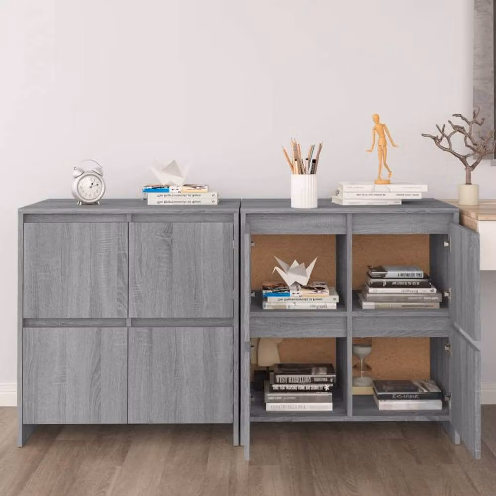 Berkfield Home Set of 2 Grey Sonoma Sideboards in Engineered Wood, W: 70 cm, D: 41 cm, H: 75 cm – 2
