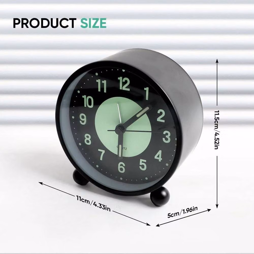KORVIXA Silent Luminous Bedside Alarm Clock, Black, W/D/H: 100 x 100 x 100 cm – 2