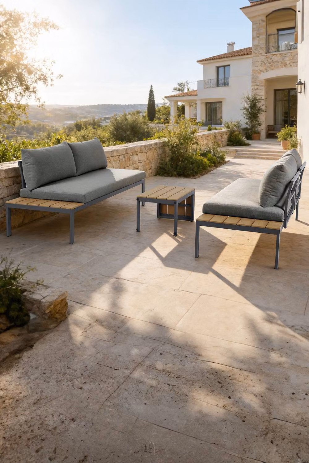 More4Homes Tampa Garden Corner Sofa Set with Table in Grey – 3