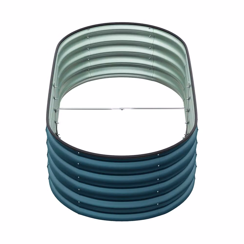 Living and Home Oval-Shaped Galvanised Steel Raised Garden Bed in Green, W/D/H: 80 x 42 x 80 cm – 5