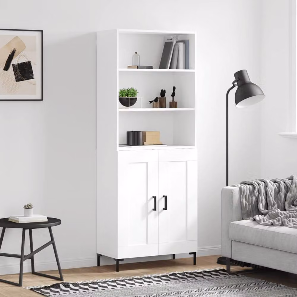 Berkfield Home White Highboard with Hinged Doors and Internal Shelves, W/D/H: 69.5 x 34 x 180 cm – 2