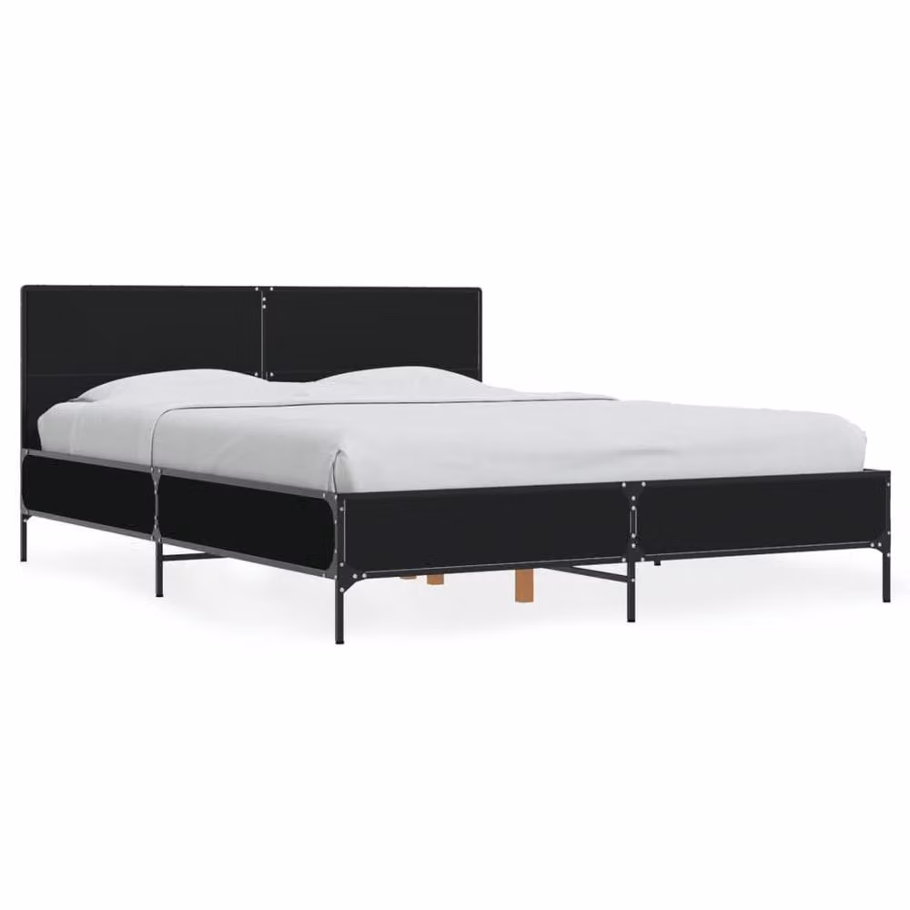 Berkfield Home Durable Small Double Bed Frame in Black, W/D/H: 120 x 190 cm – 3