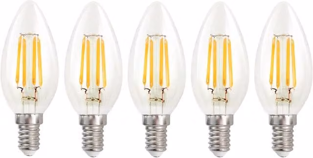 Harper Living 4.5W E14 LED Candle Bulb, Cool White, Transparent, Dimmable, Pack of 5
