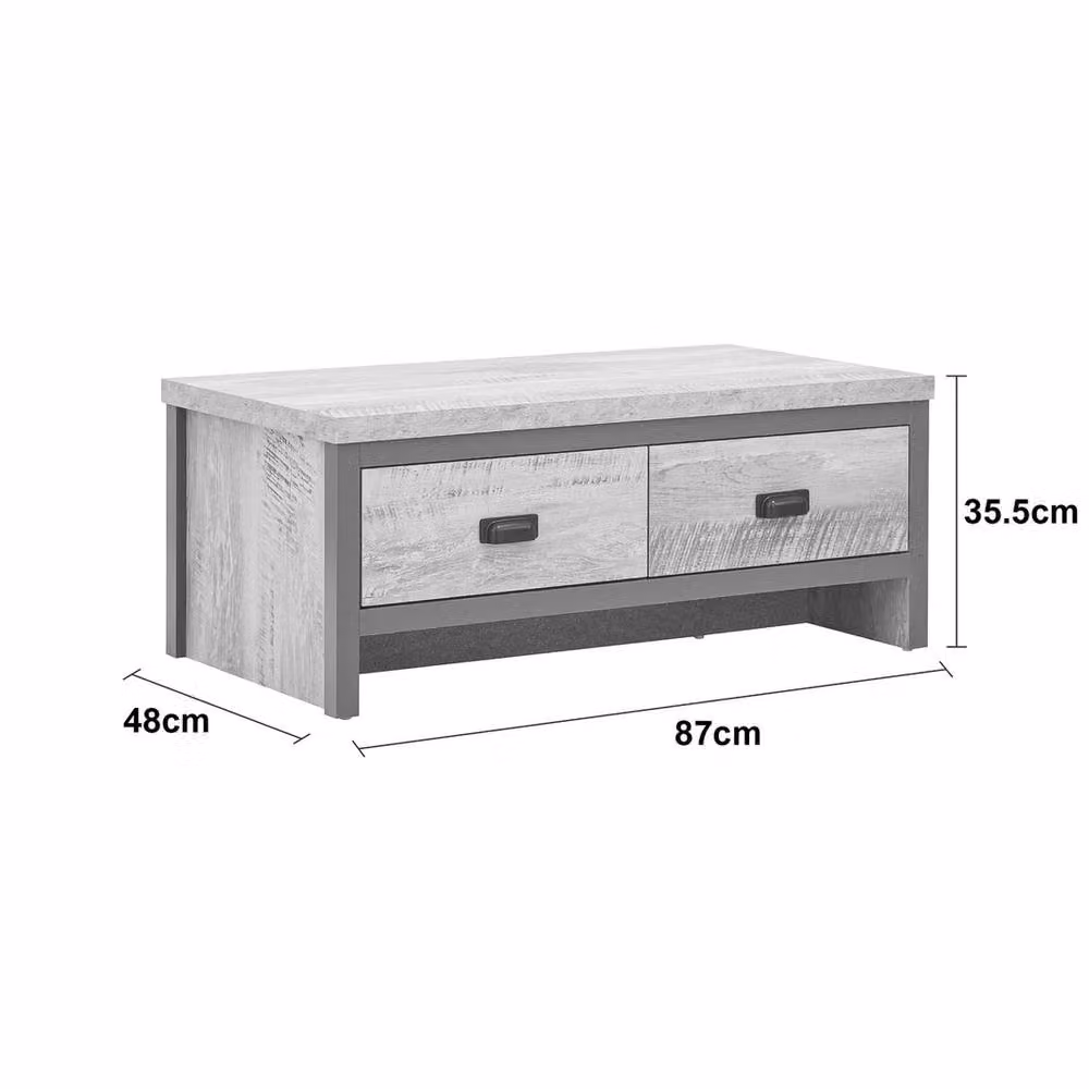 FORGEVIO Grey 2 Drawer Industrial Multi Room Coffee Table – 2