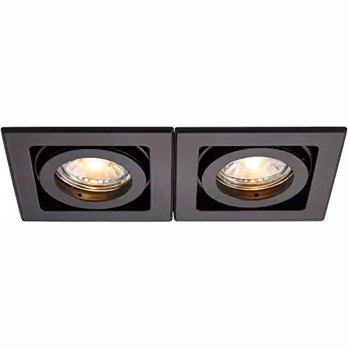 Loops Twin Adjustable Recessed Boxed Downlight in Black Aluminium, Dimmable GU10 LED Ceiling Light