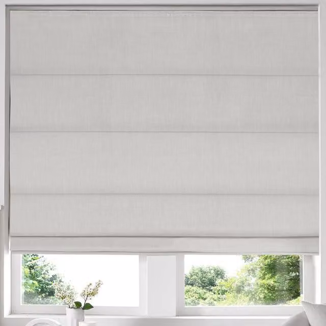 Terrys Blackout Roman Blind in Plain White or Beige Polyester