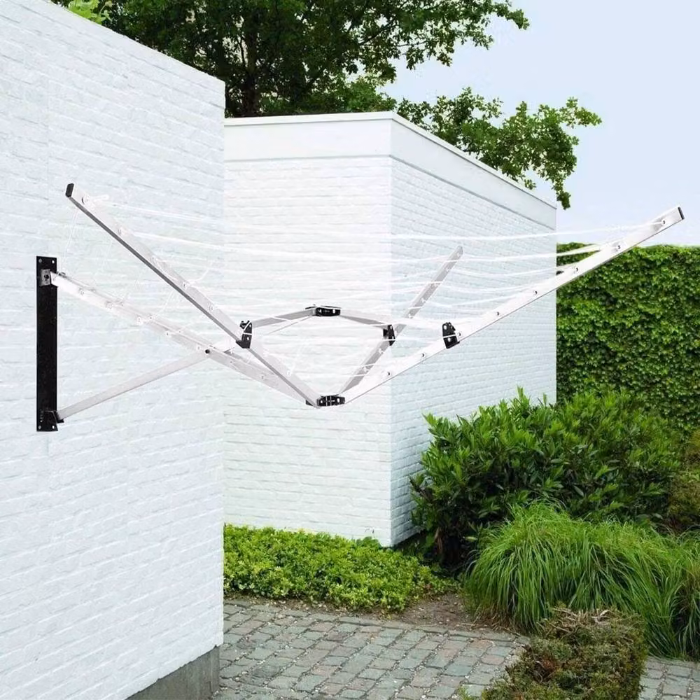 FLAVORA Wall Mounted 5 Arm 26m Clothes Airer in Silver – 2
