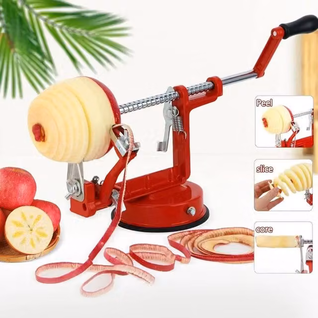 KORVIXA Red Apple Peeler Slicer and Corer with Stainless Steel Blades