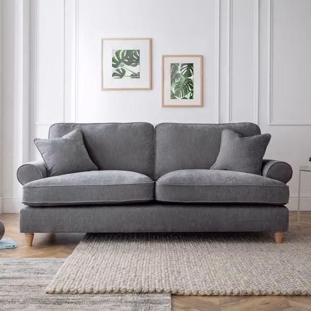 The Great Sofa Company Ezra 3 Seater Textured Velvet Sofa in Grey