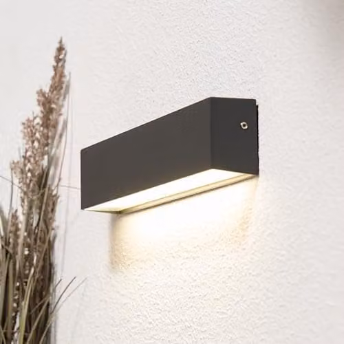 CGC Lighting Adanna Modern Rectangular Black Aluminium Outdoor LED Wall Light with Cool White 4000k Illumination