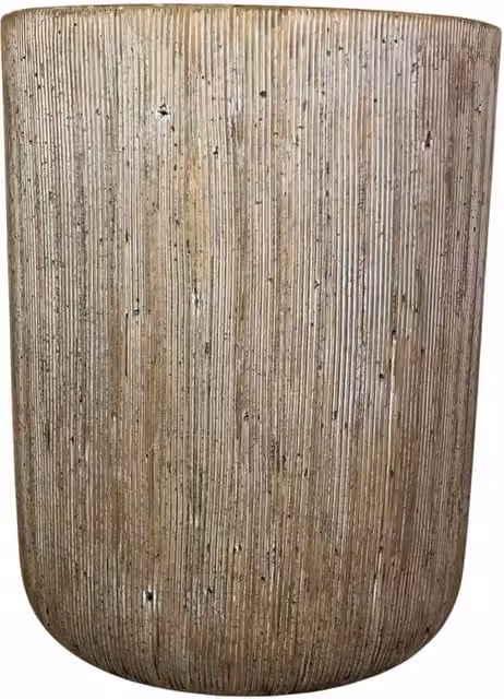 Four Candle Pebble Stone Cylinder Decorative Vase in Beige and Sand, H 25.5 x W 20.0 x D 4.0 cm
